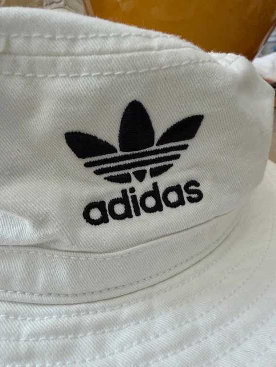adidas White Bucket Hat with Black Trefoil Logo - Picture 2 of 8